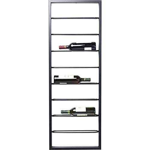 Kare Design Hängeweinregal Bistro Schwarz, Wandregal mit 8 Ebenen, Stahl, Hängendes Regal für den Weinkeller und Küchenbereich, Wohnzimmer Regal, Aufbewahrung, 120x42x6 cm (H/B/T)