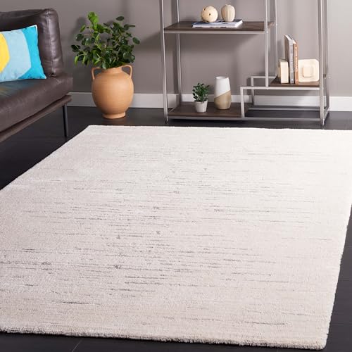 SAFAVIEH Zeitgenössische Teppich für Wohnzimmer, Esszimmer, Schlafzimmer - Neptune Collection, Kurzer Flor, Elfenbein und Hellgrau, 183 X 274 cm