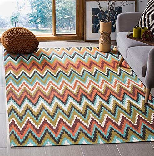 SAFAVIEH Geometrisch Teppich für Wohnzimmer, Esszimmer, Schlafzimmer - Cedar Brook Collection, Kurzer Flor, Silber und Elfenbein, 152 X 244 cm