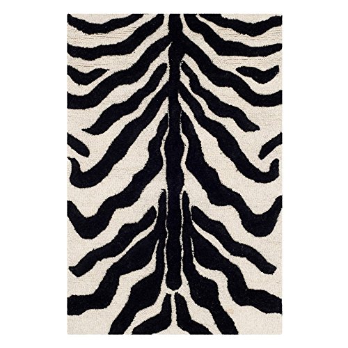 SAFAVIEH Zebra Teppich für Wohnzimmer, Esszimmer, Schlafzimmer - Cambridge Collection, Kurzer Flor, Elfenbein und Schwarz, 183 X 274 cm