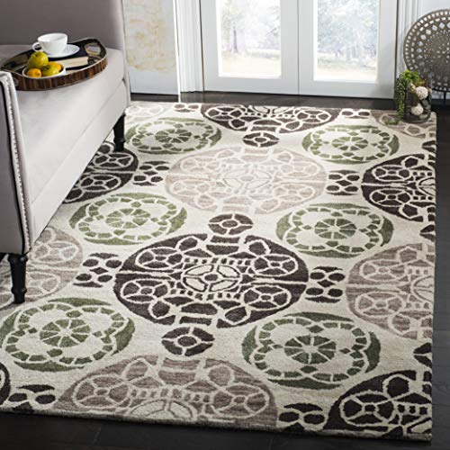 SAFAVIEH Traditionell Teppich für Wohnzimmer, Esszimmer, Schlafzimmer - Wyndham Collection, Kurzer Flor, Elfenbein und Braun, 122 X 183 cm