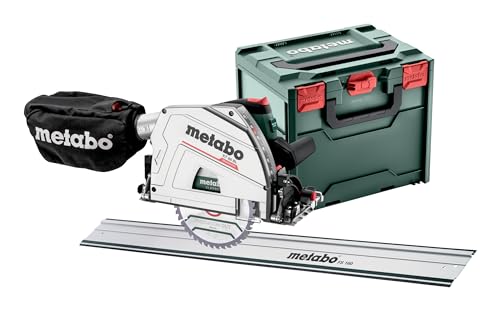 metabo Tauchkreissäge KT 66 BL - 1200 W, 66 mm Schnitttiefe, 165 mm Sägeblatt-Ø, 5000 U/min - Präzisionsführung, variable Drehzahl, wandnahes Sägen - Inkl. metaBOX 340, Führungsschiene und Zubehör