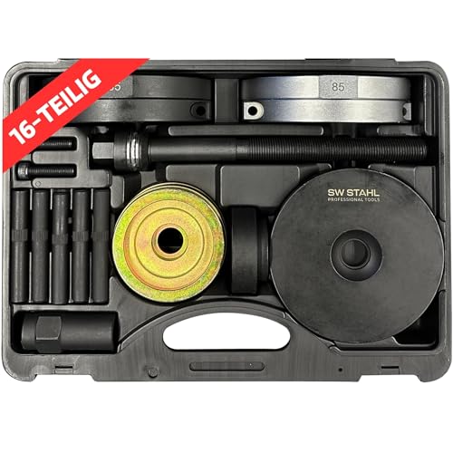SW-Stahl 301051L Kompaktlager Werkzeugsatz/Radlager-Werkzeug-Set/für VW Transporter/EIN-und Ausbau von Lager-/ Nabeneinheit mit Ø 85 mm/für Vorder-und Hinterachse/Presswerkzeug