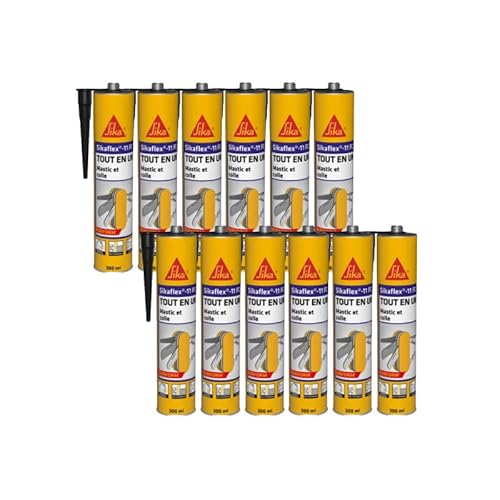 SIKA - Allzweck-Klebstoff – Sikaflex 11 FC Purform, schwarz – Allzweck-Spachtel, Fugen und Kleben, für den Innen- und Außenbereich – Karton mit 12 Kartuschen, 300 ml