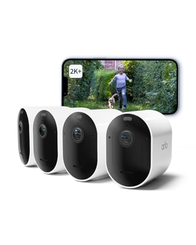 Arlo Pro 5 Überwachungskamera Aussen WLAN, 2K+ HDR Video, Kabellos, Verbesserte Farbnachtsicht, 160° Blickwinkel, Spotlight, 2-Wege Audio, Alarm Sirene Secure Testzeitraum, 4er Set, Weiß