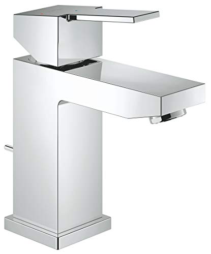 GROHE Sail Cube - Einhand- Waschtischarmatur (wassersparend, Schnell-Montage-System, mit Temperaturbegrenzer, flexible Anschlussschläuche), chrom, 23435000