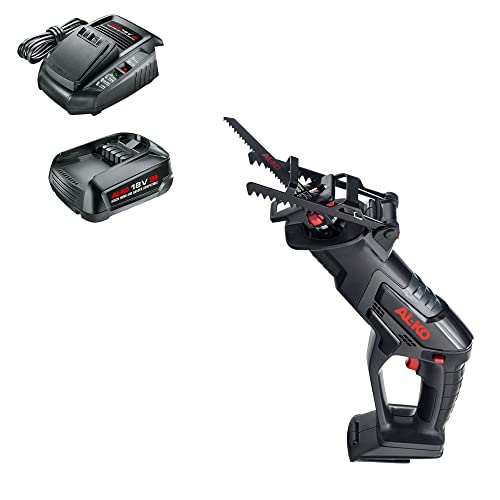 AL-KO Akku-Handsäge PS 1815, 18 V Li-Ion (Akku und Ladegerät im Lieferumfang), 15 cm Schnittstärke, Hubzahl 2500 pro Min., mit LED Arbeitsleuchte