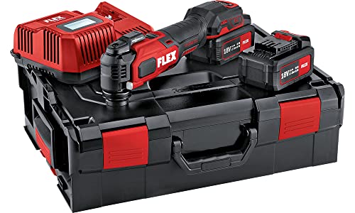 Flex Akku-Multitool MT 18.0-EC /5.0 Set (18 V, inkl. Transportkoffer + 2x Akku 5,0 Ah + Ladegerät, Multifunktionswerkzeug StarlockMAX Aufnahme, ohne Akku, mit Arbeitslicht, bürstenloser Motor) 518417