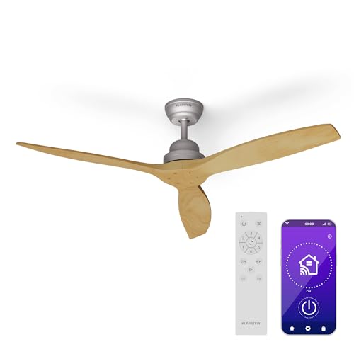Klarstein Smart Deckenventilator leise 52" mit Fernbedienung, Intelligente APP-Steuerung, Sprachsteuerung, 6 Geschwindigkeitsstufen, Sommer- und Winterbetrieb, Energieeffizient, Max. 9.060 m³/ h