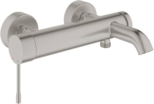 GROHE Einhand-Wannenbatterie Essence 25250_1, Wandmontage, eigensicher, Professional Edition, supersteel