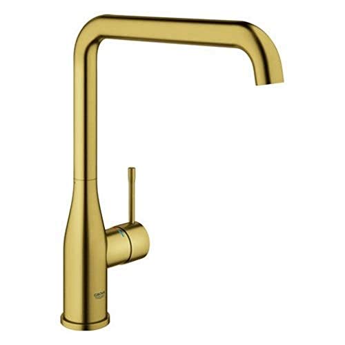 GROHE Essence, Küchenarmatur (Wasserhahn Küche mit ausziehbarer Brause, 360° schwenkbar, wassersparend dank variabler Mengenbegrenzung, einfache Spülbecken-Montage), gold, 30269GN0