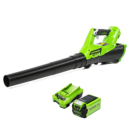 Greenworks G40ABK2 Axial Laubbläser mit Tempomat, 177 km/h, 11,05 m³/min, 40V 2Ah Batterie & Ladegerät, 3 Jahre Garantie