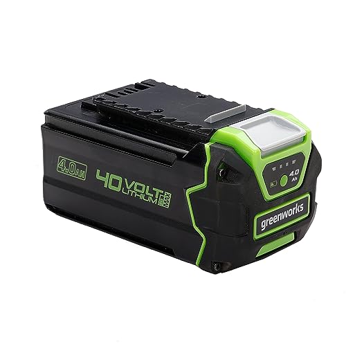Greenworks 40V Akku - Greenworks 4Ah leistungsstarker Lithium-Ionen Akku für alle Greenworks 40V Garten- und Elektrowerkzeuge, Schnellladung, 3-stufige LED Batterieanzeige, 2 Jahre Garantie - G40B4