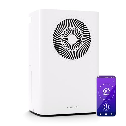 Klarstein CircleDry 16L Smart Luftentfeuchter, WLAN-App-Steuerung, Leise 38 dB, 24h Timer, Kontinuierliche Entwässerung, Feuchtigkeitsregulierung, Tragbar für Wohn- & Büroräume bis 32 m²