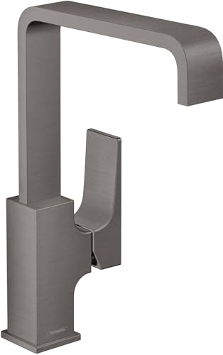 hansgrohe Wasserhahn Metropol, wassersparende Armatur mit Komfort-Höhe 230mm mit Push-Open Ablaufgarnitur, Brushed Black Chrome