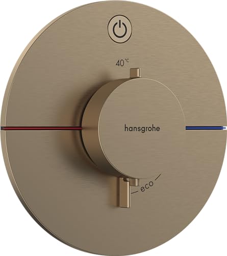 hansgrohe ShowerSelect Comfort S - Thermostat Unterputz, Armatur mit Sicherheitssperre (SafetyStop) bei 40° C, rundes Thermostat, Mischbatterie für 1 Verbraucher, Brushed Bronze
