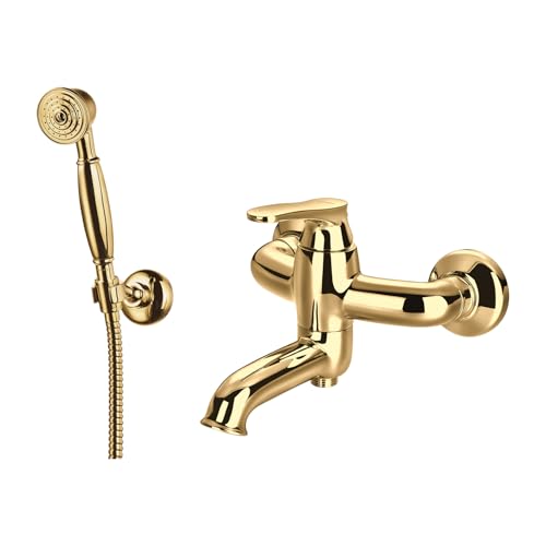 Omnires AD5131GL, Badewannenarmatur mit Brausegarnitur Art deco, Gold