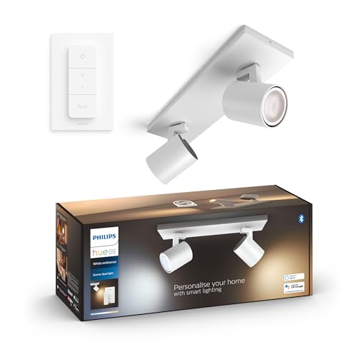 Philips Hue White Ambiance Runner 2er Spot flg. weiß, 2x5W GU10 inkl. Dimmschalter, dimmbar, alle Weißschattierungen, steuerbar via App, kompatibel mit Amazon Alexa (Echo, Echo Dot)