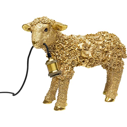 Kare Design Tischlampe Animal Flower Sheep Gold, Schaf, Schreibtischlampe, Nachttischlampe, Schreibtischlampe Kinder, Dekoleuchte, Tischleuchte, Leuchtmittel nicht inklusiv, 36x46,5x16,5cm