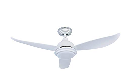 PEPEO - Raja Deckenventilator mit Beleuchtung | Sehr leiser Deckenventilator mit Fernbedienung und dimmbarer LED Beleuchtung. Ventilator Durchmesser 122 cm. Farbe: Weiß [Energieklasse F]