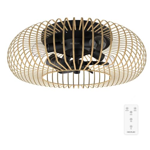 Cecotec - Deckenventilatoren mit Licht EnergySilence LampAero 600 Natural WhiteWood, Winter/Sommermodus, DC 20 W Motor, Timer, 3 Geschwindigkeiten, Fernbedienung, Naturholz