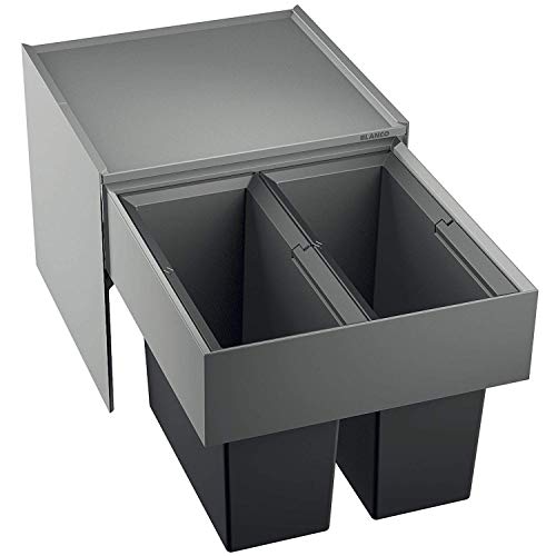 Blanco SELECT 45/2 Abfallsorter Abfalleimer Mülleimer Abfallsammler, Metall, Kunststoff, ohne Organisationsschublade, 45 cm Unterschrank