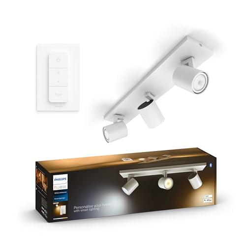Philips Hue White Ambiance Runner 3er Spot weiß, inkl. 3 GU10 LED Lampen, dimmbar, warm- bis kühlweißes Licht, steuerbar via App, kompatibel mit Amazon Alexa (Echo, Echo Dot)