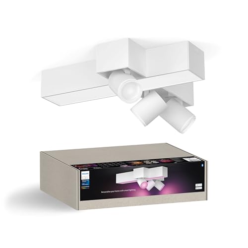 Philips Hue White & Color Ambiance Centris 3er Spot Kreuz, dimmbar, 16 Mio. Farben, steuerbar via App, kompatibel mit Amazon Alexa, weiß, neue Generation