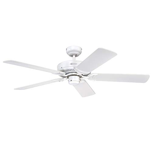 Westinghouse Lighting Deckenventilator, Ausführung in Weiß mit Wendeflügeln in Weiß/Weiß mit Rattan, 7826940