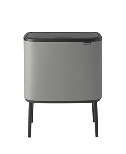 Brabantia 127229 Mülleimer Bo Touch Bin, 3 x 11L, Grauer mineralbeton