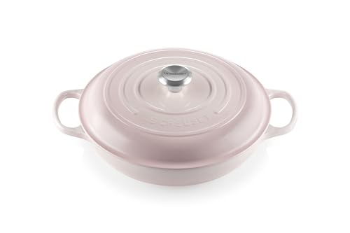 Le Creuset Signature Gusseisen Gourmet-Profitopf, Rund, Ø 30 cm, 3,5 l, Für alle Herdarten inkl. Induktion geeignet, 5,555 kg, Shell Pink, 21180307774430