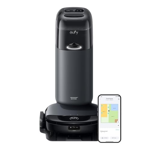 eufy S1 HydroJet Saugroboter mit Wischfunktion, All-in-One-Station, Revolutionäres Reinigungssystem, Always Clean Mop, Auto-Lift-Mopp, Smarte Hinderniserkennung, für Tierhaare, Hartböden & Teppiche