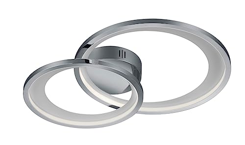 Trio Leuchten LED Deckenleuchte Granada 673810206, Metall Chrom/Weiß, inkl. 29 Watt LED, Switch Dimmer