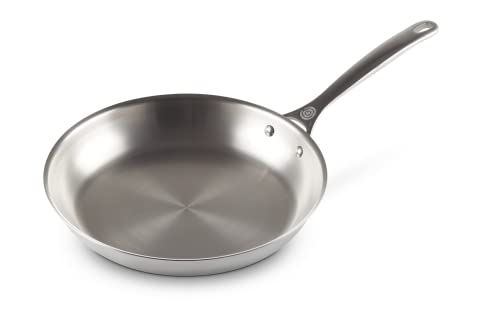 Le Creuset Unbeschichtete flache Pfanne aus 3-ply PLUS Edelstahl, 20 cm, 96600220000100, Silber