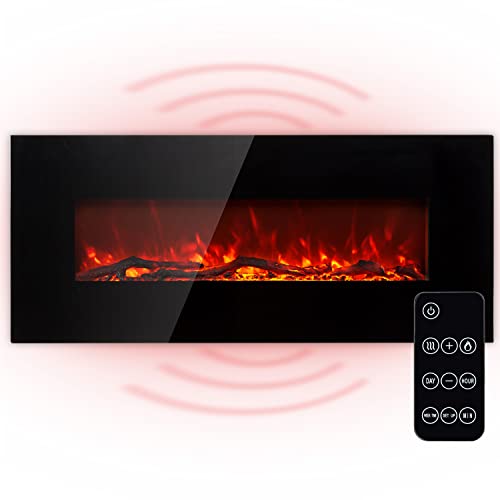 Klarstein Elektrokamin, Elektro Heizungen für Wohnzimmer & Innenräume, Elektrischer Kamin mit LED Flammen, mit Fernbedienung, Heizlüfter mit Timer, Einstellbarer Thermostat, 1600 W