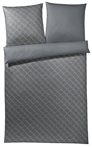 Joop, Mako-Satin-Bettwäsche, Kornblumen-Muster mit nuancierten Farben 155x220 + 1x 80x80 grau