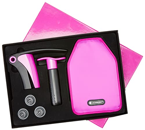LE CREUSET, Geschenkset inkl. Weinpumpen mit Verschlüssen, Leverpull-Korkenzieher, Weinkühler, Lila, GS139