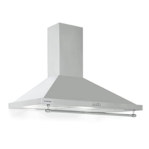 Klarstein Dunstabzugshaube 90cm, Abluft-Dunstabzugshaube mit LEDs, Leistungsstarke Abzugshaube Leise, 591,5 m³/h Luftstrom, Wandhaube mit Aluminium-Fettfilter & 3 Leistungsstufen, Dunstabzug 90 cm