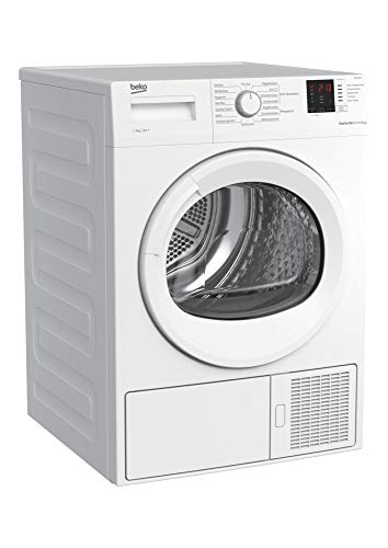 Beko b300 DS8433GX0 Wärmepumpentrockner, 8 kg, 15 Programme, Edelstahltrommel, FlexySense elektronische Feuchtemessung, kombinierter Filtermechanismus, Weiß