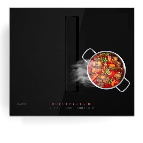 Klarstein Chef-Fusion Induktionskochfeld Mit Dunstabzug - 7.200 W, 590 m³/h Luftstrom, Flexzone und Boost, Energieeffizienzklasse A, Glasoberfläche, Platzsparend, Kindersicherung, Schwarz