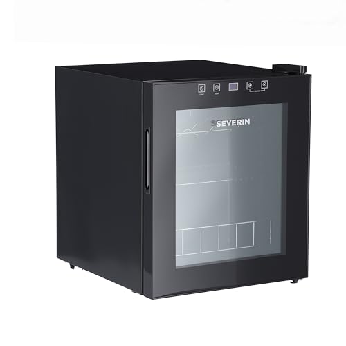 SEVERIN Weinkühlschrank 46 L Volumen für max. 15 Flaschen à 0,75L, inkl. LED & Touch-Display, Temperatur einstellbar von 5-18°C, nur 43 dB, EEK F, schwarz, WKS 8907
