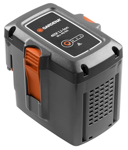Gardena System Akku BLi-40/100: Zubehör für viele Gardena Trimmer, Bläser und Heckenscheren, 40 V Akkuleistung mit 2.6 Ah Kapazität, Ladezeit ca. 90 min, LED Ladezustandsanzeige (9842-20)