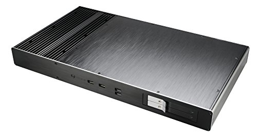 Akasa Galileo TU Slim 1U Lüfterloses Gehäuse aus Aluminium für dünne Mini-ITX Mainboards/VESA montierbar, Schwarz