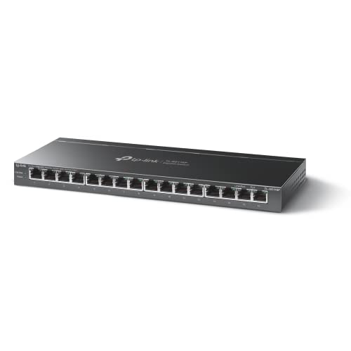 TP-Link TL-SG116P 16-Port Gigabit PoE Switch(120 Watt, IEEE-802.3af/at PoE, lüfterlos, Plug-and-Play, robustes Metallgehäuse) Schwarz