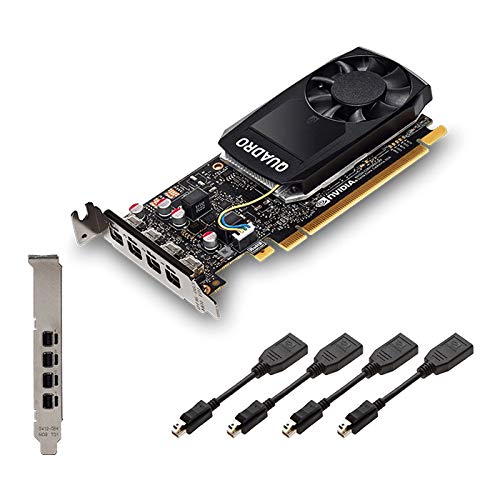 Nvidia Quadro P1000 Professionelle Grafikkarte PCIe Express 4 GB GDDR5 4X Mini DisplayPort Low & High Profile – Schwarz – Inklusive 8 Display-Kabeln – Neue gewöhnliche OEM-Karte in Box