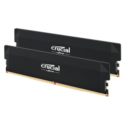 Crucial Pro DDR5 RAM 64GB Kit (2x32GB) 6400MHz CL40, Overclocking Gaming, Intel XMP 3.0 / AMD Expo, PC Computer Arbeitsspeicher 64GB DDR5, Schwarz - CP2K32G64C40U5B