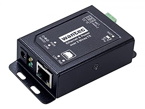 Wantec 2wIP 2-Draht Ethernet Adapter mit PoE - Schraubklemmen - Client | Kameraseite | Empfänger - 1-Port, 5722