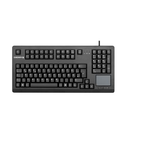 CHERRY G80-11900, Kompakte Mechanische Tastatur mit Nummernblock, Touchpad & 2 Maustasten, EU-Layout (QWERTY), USB-Anschluss, MX BLACK Switches, Schwarz