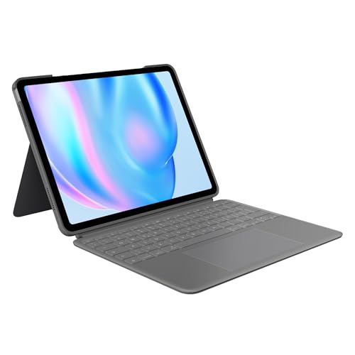 Logitech Combo Touch iPad Air 13 Zoll (M2/M3) (2024/2025) Tastatur-Case – Abnehmbare Tastatur mit Hintergrundbeleuchtung und Halterung, komfortables Tippen, Multi-Use-Modus, Deutsches QWERTZ - Grau