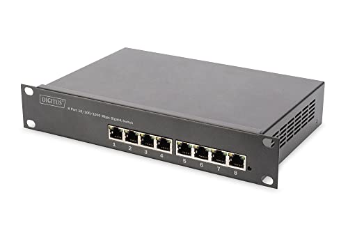 DIGITUS Gigabit Ethernet PoE+ Switch - 10 Zoll - 8 Ports - L2+ Managed - IEEE 802.3at - 80 Watt Powerbudget - Schwarz